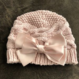 ALDO -OS- Perfectly Pretty 💯% Cotton Toque With Detachable Bow in peachy pink